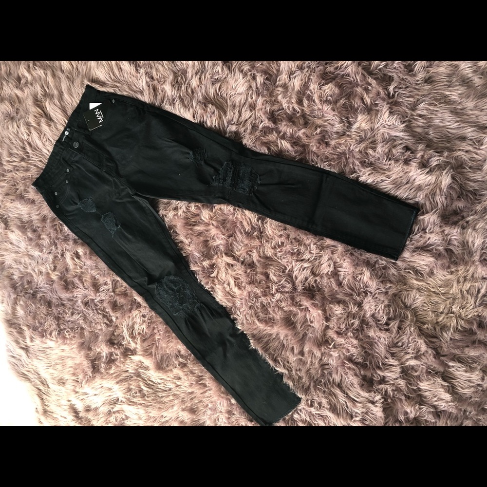 BooHooMan Super Skinny Ripped Jeans.